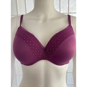 Victoria’s Secret Perfect Shape Bra 34DD Purple Lace Full Coverage Molded